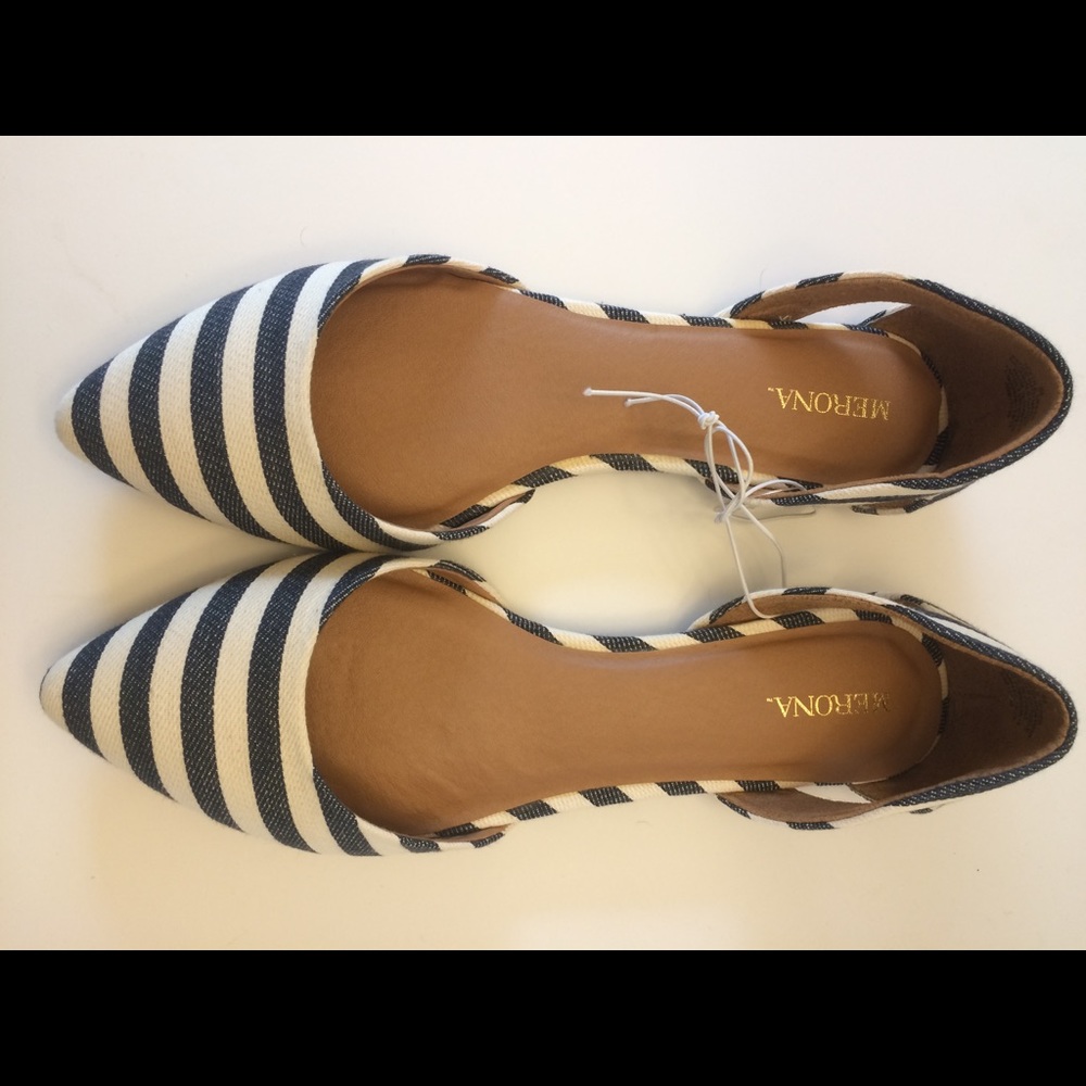 NWT striped d'orsay flats 9 1/2